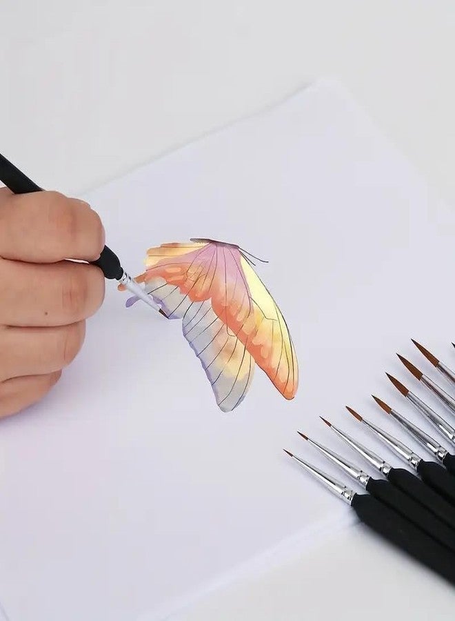 Fealtin مجموعة فرش طلاء مصغرة مكونة من 11 قطعة - فرش فنية دقيقة للرسم بالأكريليك والألوان المائية والزيتية وفن الأظافر ورسم النماذج - شعيرات ناعمة مع مقبض خشبي لأعمال الحرف والهوايات الدقيقة (من 00000 إلى 7) - Image 2